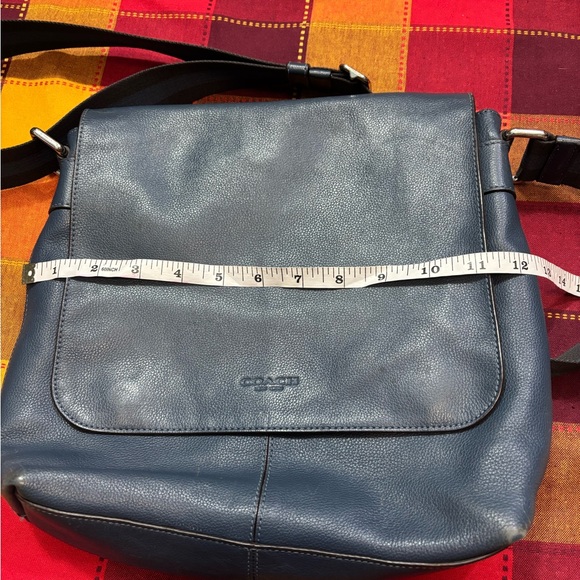 Coach Blue Leather Charles Messenger Bag - Picture 9 of 13